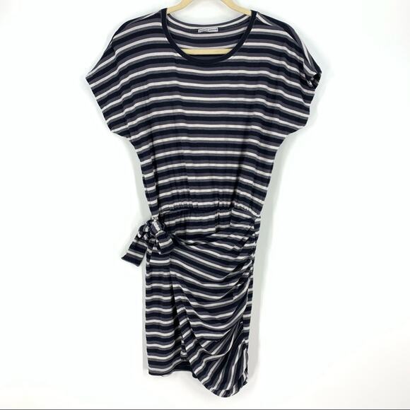 Black & White Striped Wrap Mini Dress Medium - Picture 1 of 7